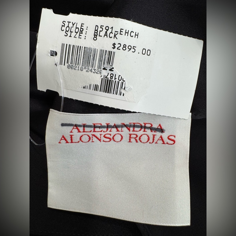 Alejandra Alonso Rojas One Shoulder Bow Silk Gown With Train In Black - Picture 10 of 12